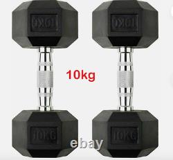 Hex Dumbells Cast Iron Rubber Encased 10kg-20kg Home Gym Weights Set Pairs