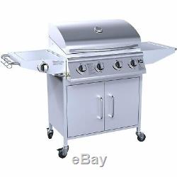 IQ 4+1 Outdoor Gas BBQ Silver Barbecue Grill 4 Burner + 1 Side Classic New