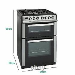 IQ 60cm Double Oven Dual Fuel Cooker Stainless Steel