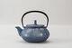 IWACHU Tea pot & Plate Cast Iron 0.65L Temari Ball motif Deep Blue JAPAN