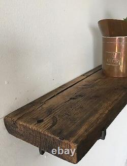 Industrial Chic / Reclaimed Wood / Cast Iron Brackets Shelf 22.3cm Deep