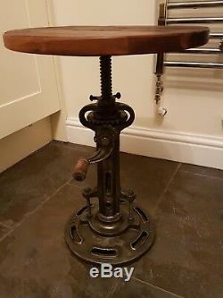 Industrial Side Table vintage style table Working Gears Adjustable Height