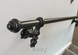 Industrial stair hand rail, staircase, cast iron, wrought iron, vintage, black