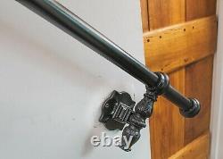 Industrial stair hand rail, staircase, cast iron, wrought iron, vintage, black