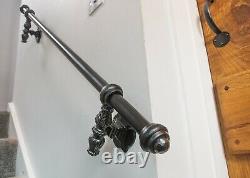 Industrial stair hand rail, staircase, cast iron, wrought iron, vintage, black