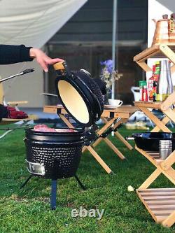 Kamado Egg Ceramic Charcoal BBQ Barbecue Grill Roaster Smoker 13 Portable Stand