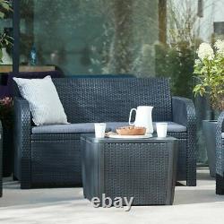 Keter 4 Piece Rattan Garden Set Furniture Chairs Sofa Table Patio Conservatory