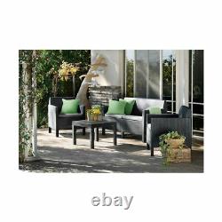 Keter Rattan Garden Furniture Set 4 Piece Chairs Sofa Table Patio Conservatory