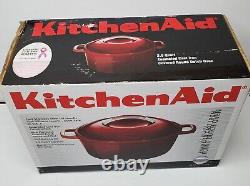 Kitchen Aid 3.5 Qt Enameled Cast Iron Covered Round Dutch Oven New