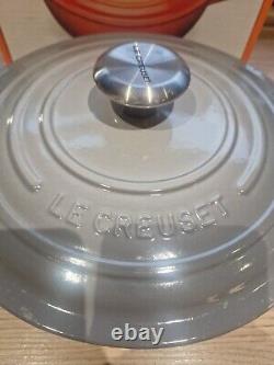LE CREUSET Signature Cast Iron 26cm Round Soup Pot 26cm D 4.1L Mist Grey Boxed