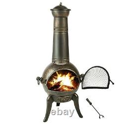 Large Cast Iron Chiminea Fireplace Garden Patio Heater Barbecue 115cm BBQ New