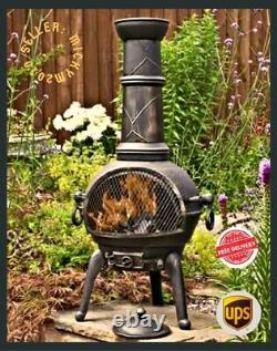Large Cast Iron & Steel Chiminea Fireplace Garden Patio Heater Chimenea