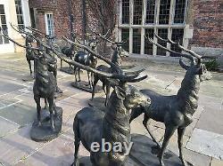 Large Lifesize Cast Iron Standing Stag Deer Looking Right Statue Garden Bronze