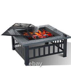 Large Square Garden Fire Pit Modern Outdoor BBQ Stove Patio Heater Log Burner UK