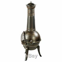 Large cast iron chiminea fireplace garden patio heater barbecue 115 cm BBQ oven