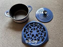 Le Creuset Blue 8oz Cast Iron Petite Round Casserole Mini-Cocotte Trivet