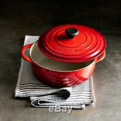 Le Creuset Cast-Iron Round Dutch Oven-Cerise (Red)-5 1/2-Qt-5.5 Qt-Retails $450