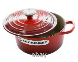 Le Creuset Cocotte Rondo 18cm Cherry Red Cast Iron Silver Knob New in Box