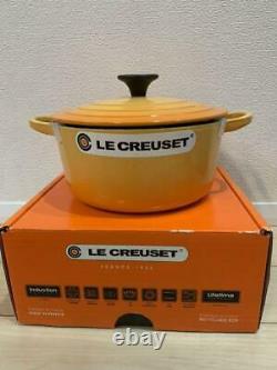 Le Creuset Cocotte Rondo 18cm Orange Blossom Silver Knob Cast Iron Enamel Pot