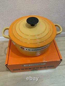 Le Creuset Cocotte Rondo 18cm Orange Blossom Silver Knob Cast Iron Enamel Pot