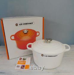 Le Creuset Signature Cast Iron 5.25 Quart Deep Oven, Blanc Shiny White NEW