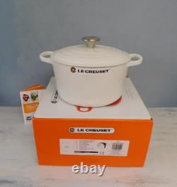 Le Creuset Signature Cast Iron 5.25 Quart Deep Oven, Blanc Shiny White NEW