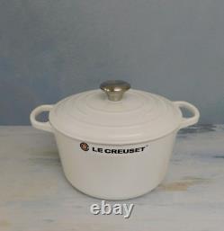 Le Creuset Signature Cast Iron 5.25 Quart Deep Oven, Blanc Shiny White NEW