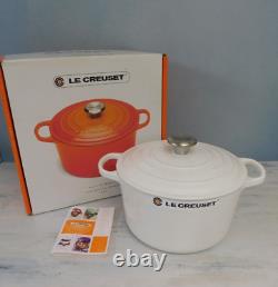 Le Creuset Signature Cast Iron 5.25 Quart Deep Oven, Blanc Shiny White NEW