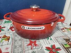 Le Creuset Signature Cast Iron 5-Quart Oval Dutch Oven, Cerise Red NEW