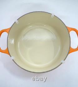 Le Creuset Signature Cocotte 22cm 3.5qt Flame Orange Silver Knob Cast Iron