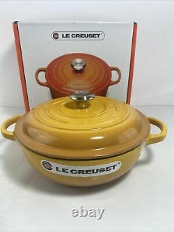 Le Creuset Signature Round Stew Pot Cast Iron Dutch Oven Nectar Yellow 2.2L NIB