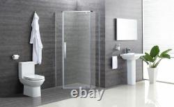 Low Profile Corner Tudor White Stone Resin Acrylic Shower Tray 900x900mm