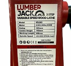 Lumberjack Variable Speed Digital Mini Lathe For Wood Turning Cast Iron Bed 230V