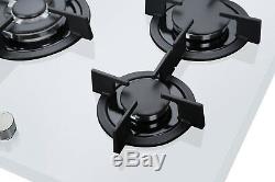 MILLAR GH9051PW 5 Burner Built-in White Gas on Glass Hob 90cm-Cast Iron Stands