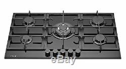 MILLAR GH9051TB 5 Burner Built-in Gas on Glass Hob 90cm with Cast Iron Stands