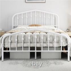 Metal Bed Frame with Arched Headboard and Footboard/Heavy Duty Slat Support