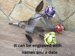 Metal Bouquet Rose Iron Gift Wife Spouse Woman Wedding