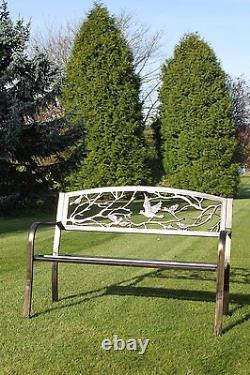 Metal Garden Bench with Cast Iron'Birds Design' Back Rest