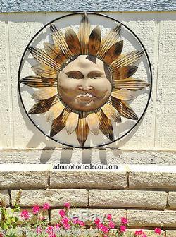 Metal Sun Wall Decor Flower Rustic Garden Art Indoor Outdoor Patio Sculpture