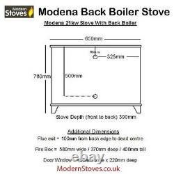 Modena 20kw back boiler Wood Burning Multi fuel, Wood Burner Modern Stoves