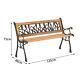 NEW Garden Loveseat Bench Cast Iron Wood Outdoor Bench Patio Metal Bench Seating