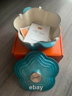 NEW Le Creuset Cast Iron Enameled Flower Cocotte Caribbean Edition Limited F/S