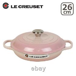 NEW Le Creuset Signature Round Cast Iron 26cm SHELL PINK Unused From Japan