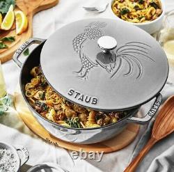 NEW Staub Graphite Gray Cast Iron 3.75 Qt. Essential Rooster French Dutch Oven