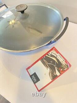 NEW in Box Vintage Le Creuset Wok #36 Retro Blue Cast Iron withGlass Lid 4.75qt