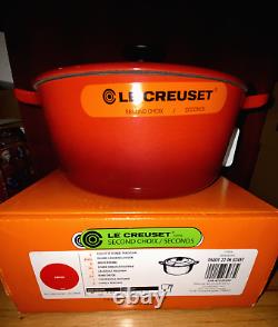 NIB Le Creuset Round Cast Iron Cocotte Dutch Oven 3.5Qt Cerise Red Second Choix