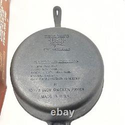 NOB Wagners 1891 Black Cast Iron Chicken Fryer Skillet 10 1/4 In With Glass Lid