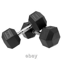 Neo Hex Rubber Cast Iron Hexagonal Dumbbells Gym Weight Set 12.5kg 20kg