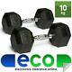 New Hex Cast Iron Rubber Encased Hexagonal 20KG Dumbbells Home Gym Weights Pair