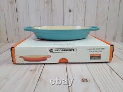 New Le Creuset Signature Oval Baker 1 qt Enameled Cast Iron Turquoise in Box